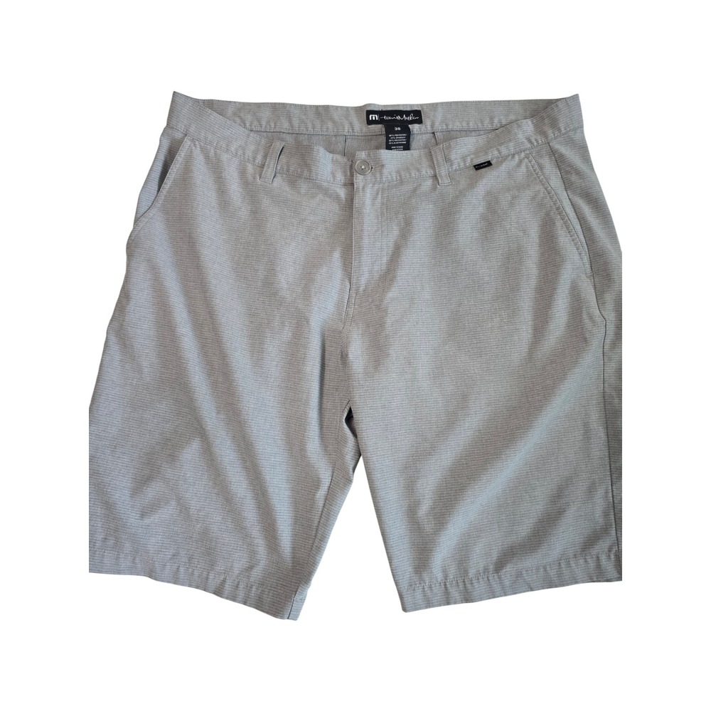 TravisMathew Beck Golf Shorts Mens 38 Gray Heather Stretch Performance Casual